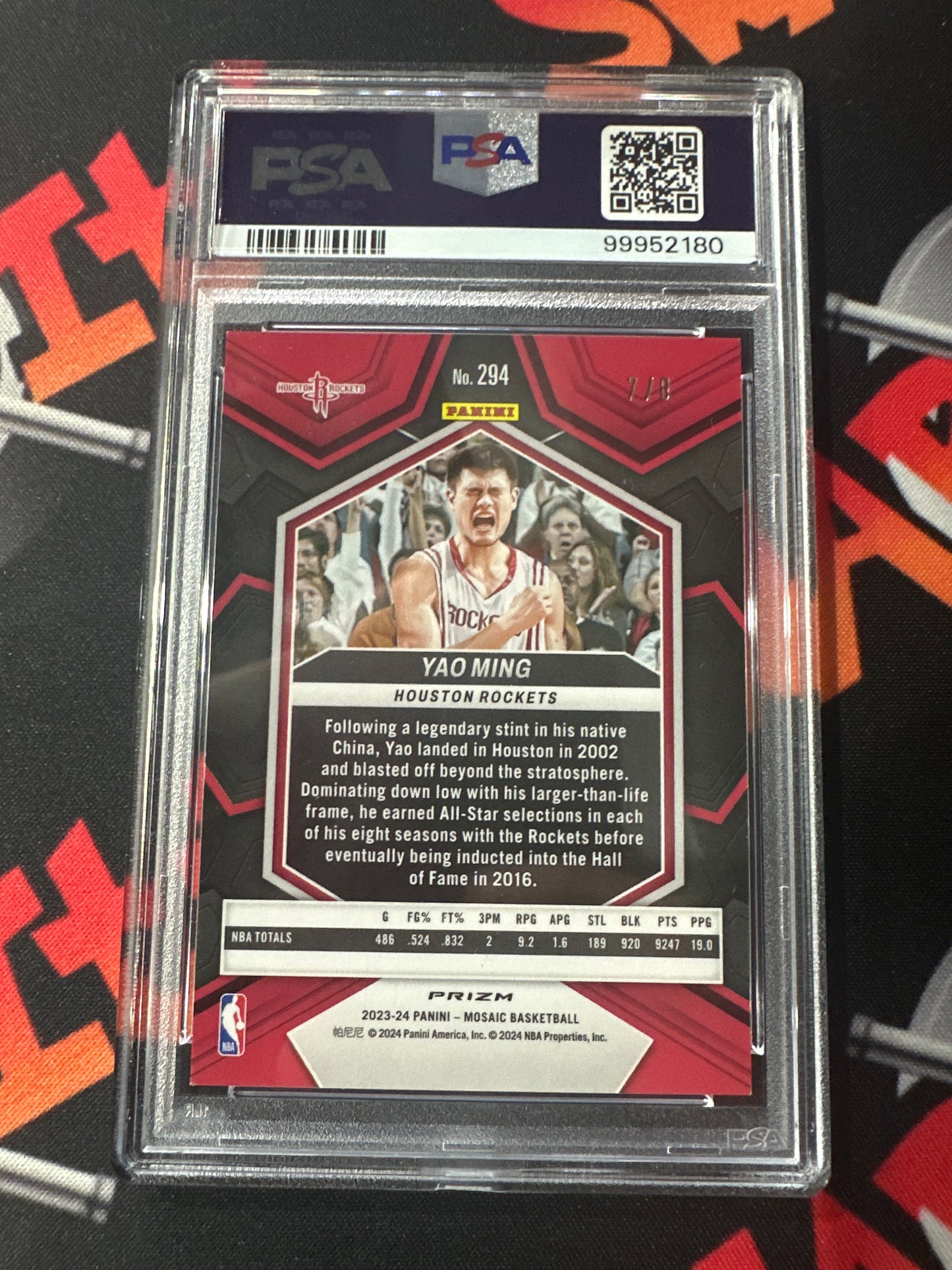 2023-24 Mosaic Yao Ming - NBA Greats Black Gold Choice /8 PSA 9 #294