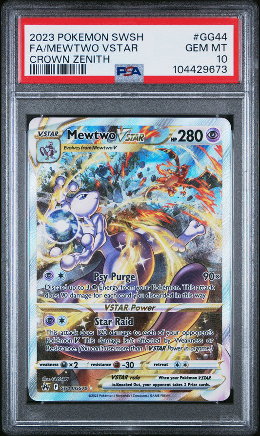 2023 POKEMON SWORD AND SHIELD CROWN ZENITH #GG44 FA/MEWTWO
VSTAR CROWN ZENITH PSA 10