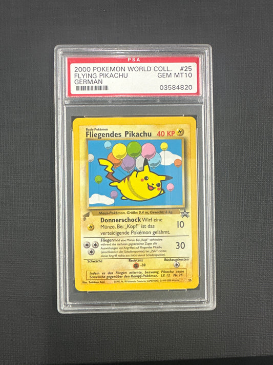 2000 Pokemon World Collection - Flying Pikachu German PSA GEM MINT 10 #25