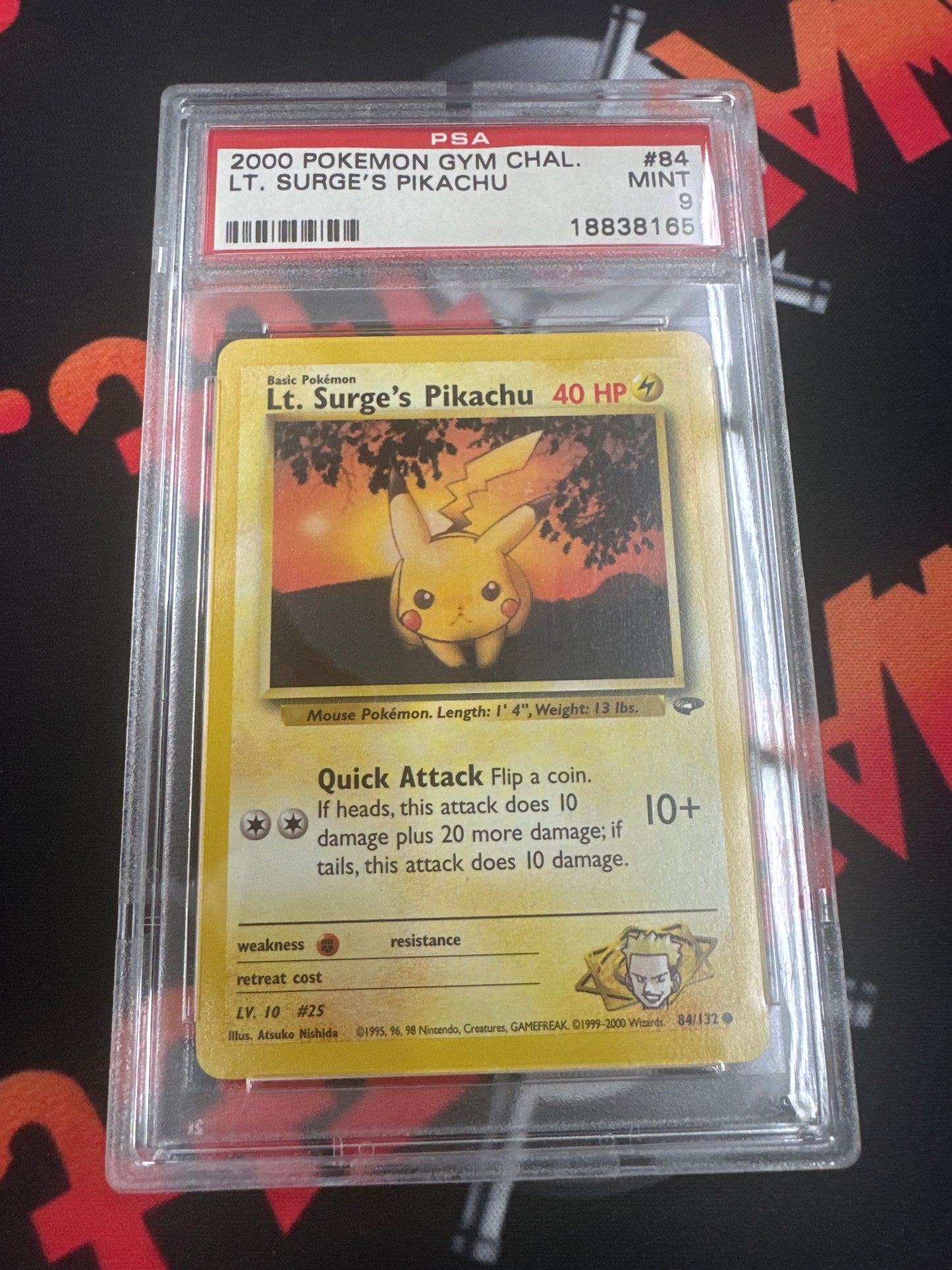 2000 Pokémon Lt. Surge’s Pikachu - Gym Challenge PSA 9 #84