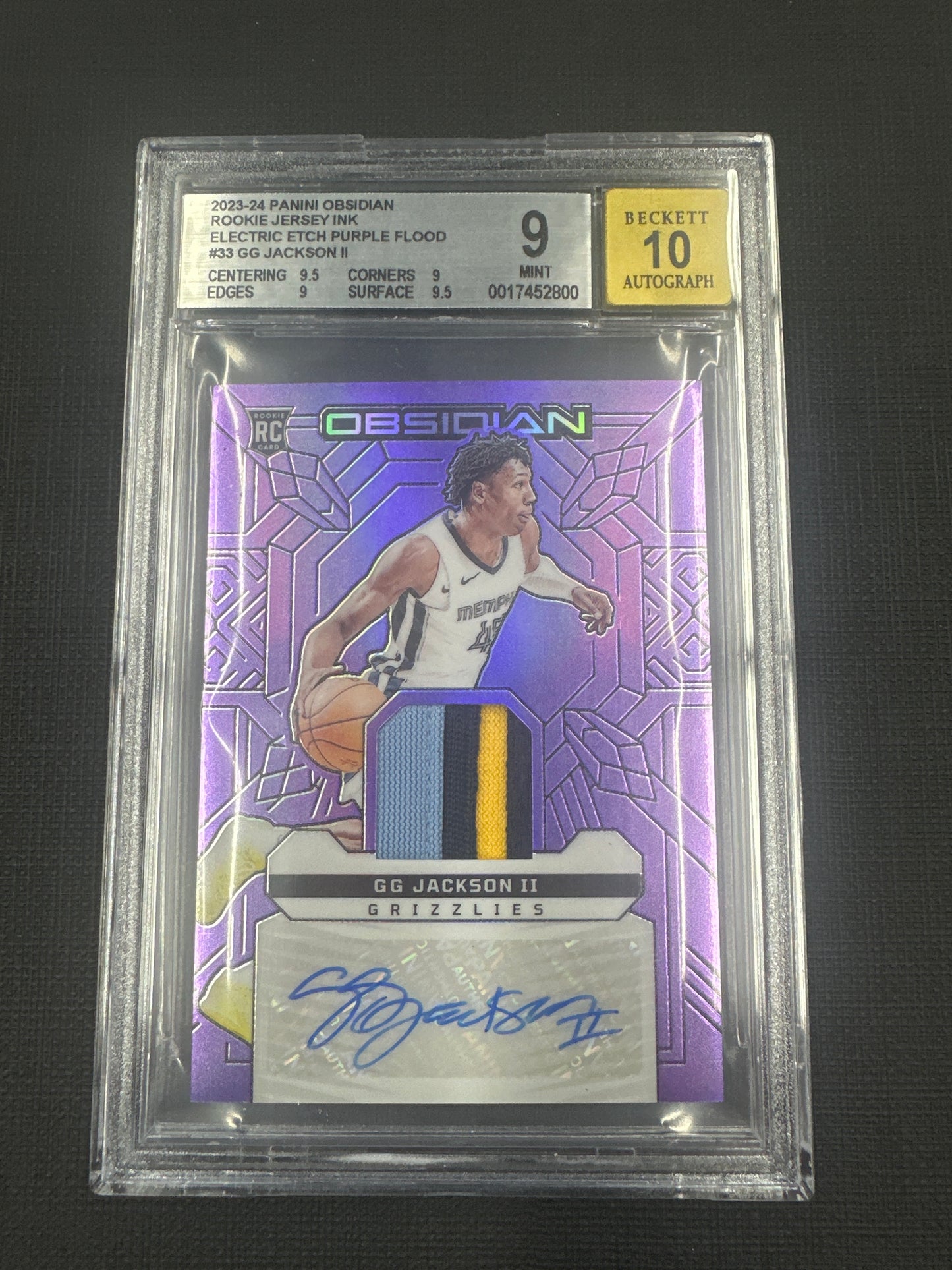 2023-24 Panini Obsidian GG Jackson II - Rookie Jersey Ink - Electric Etch Purple Flood /49 BGS 9 Auto 10 #33