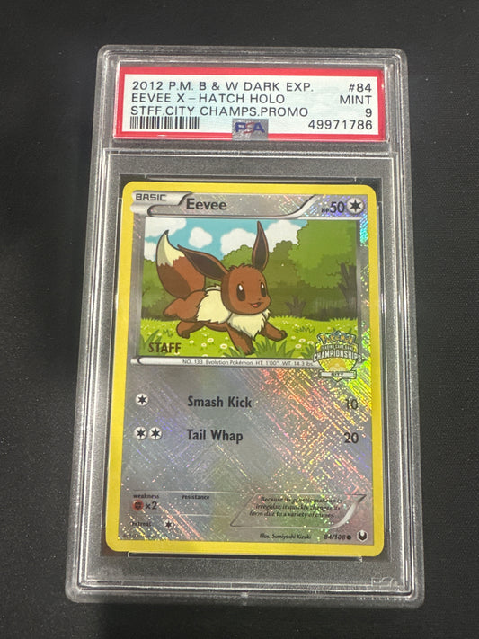 2012 Pokemon Black & White Dark Exp Eevee X-Hatch Holo - Staff City Championship Promo PSA 9 #84