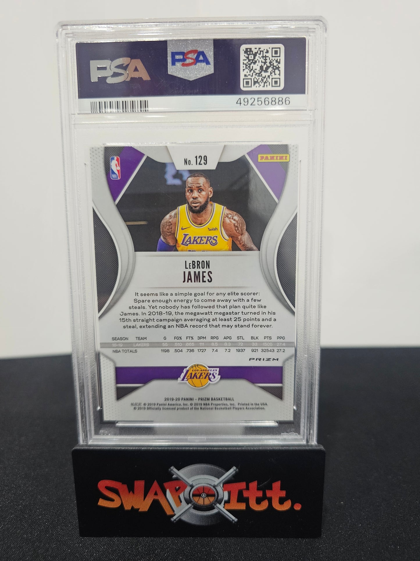 2019 panini prizm LEBRON JAMES red/white/blue prizm psa 10