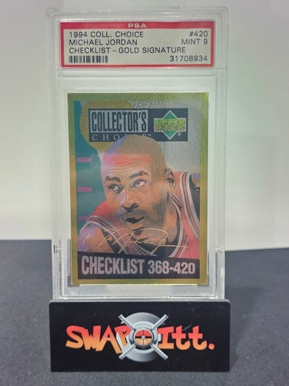 1994 upper deck collectors choice MICHAEL JORDAN checklist-gold signature psa 9