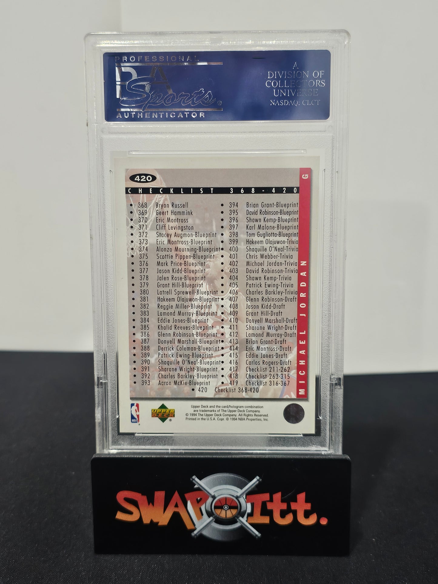 1994 upper deck collectors choice MICHAEL JORDAN checklist-gold signature psa 9