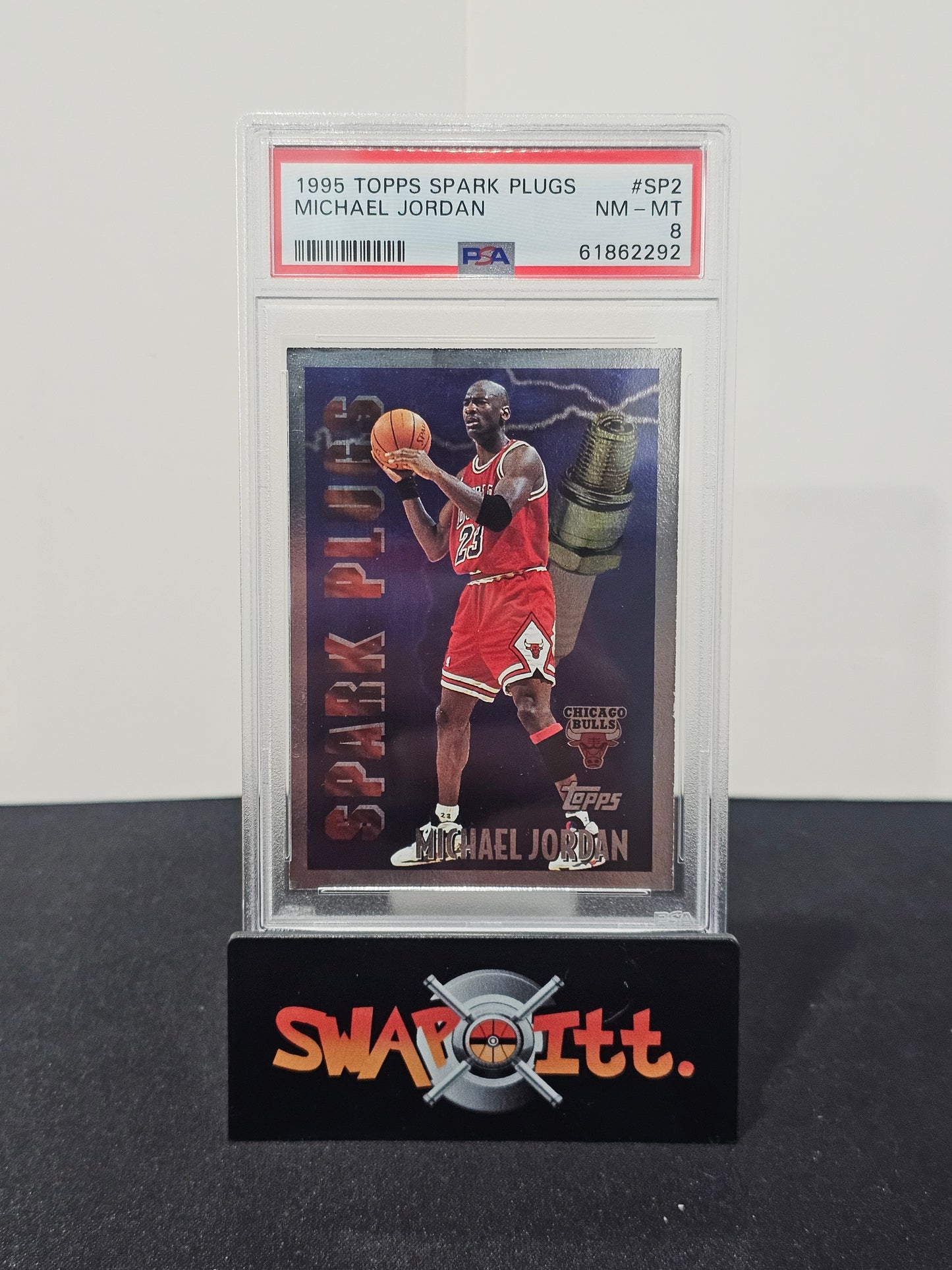 1995 Topps spark plugs MICHAEL JORDAN Psa 8