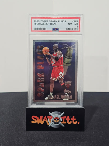 1995 Topps spark plugs MICHAEL JORDAN Psa 8