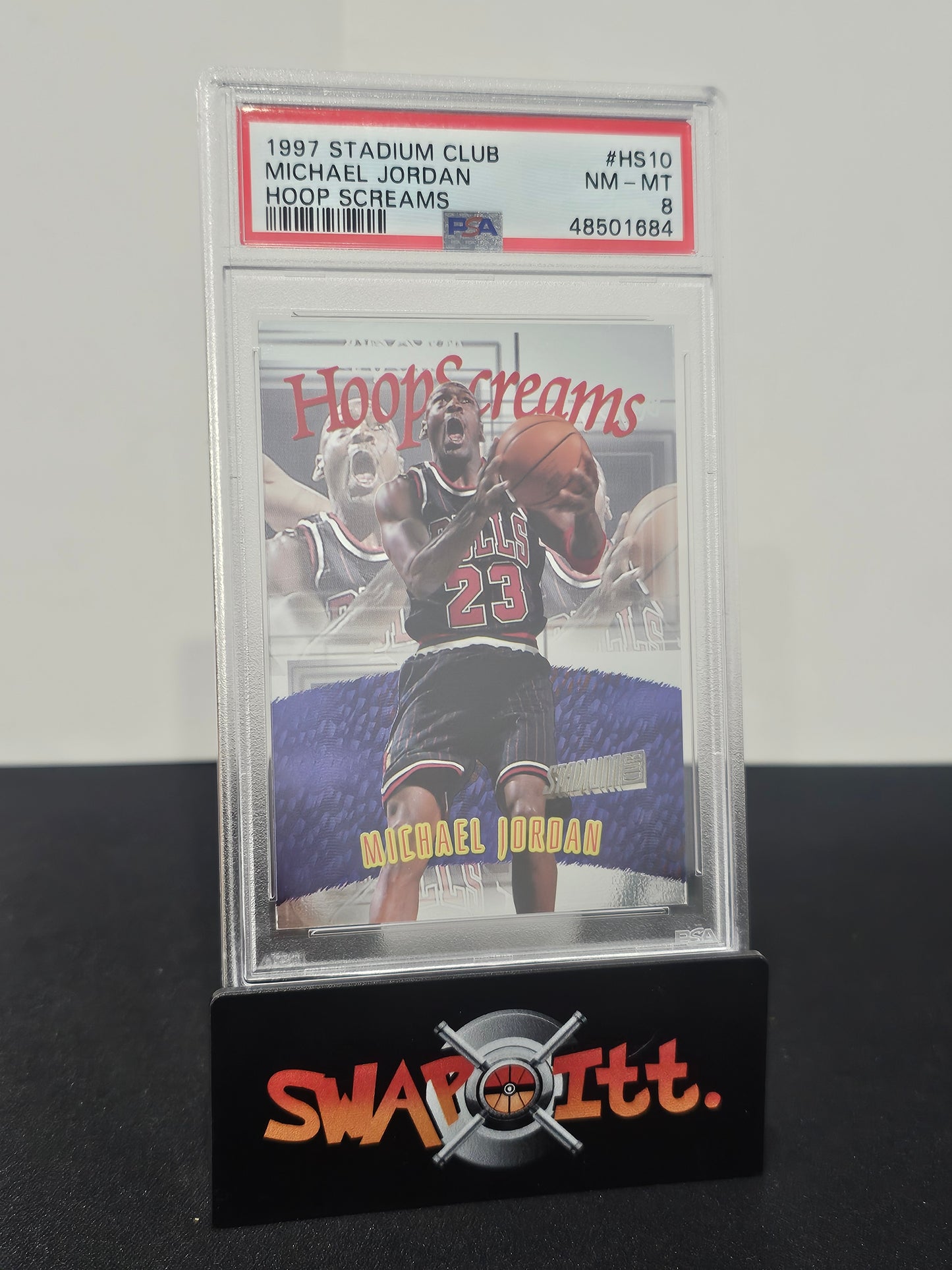 1997 Topps Stadium Club MICHAEL JORDAN Hoop Screams Psa 8