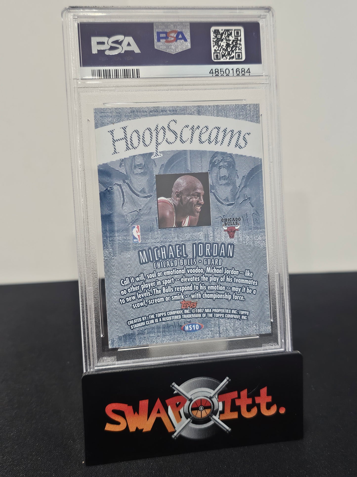 1997 Topps Stadium Club MICHAEL JORDAN Hoop Screams Psa 8