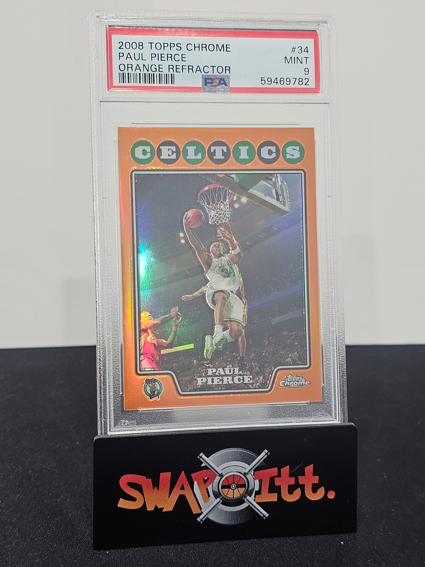 2008 topps chrome PAUL PIERCE orange refractor psa 9