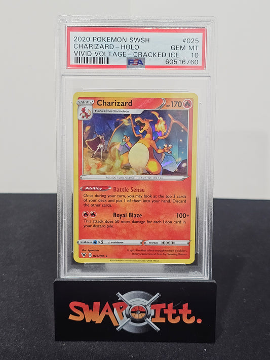 2020 pokemon swsh CHARIZARD-HOLO vivid voltage-cracked ice psa 10