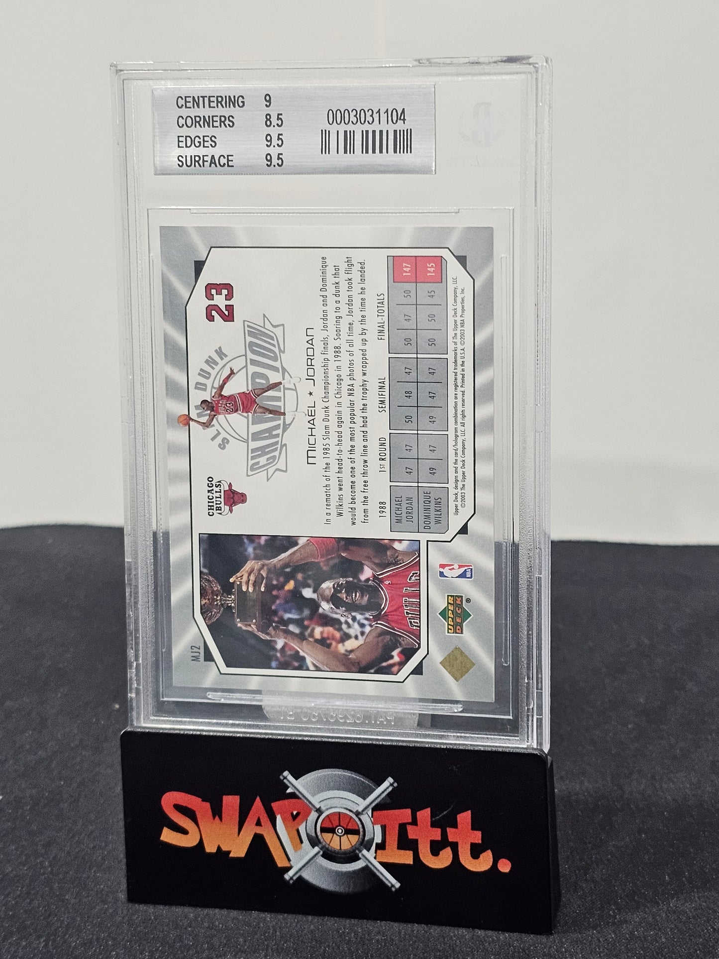 2003 upper deck all-star game MICHAEL JORDAN 0757/1988 bgs 9