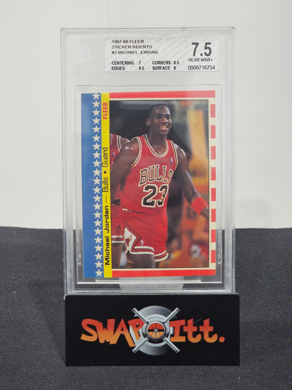 1987-88 fleer sticker inserts MICHAEL JORDAN bgs 7.5