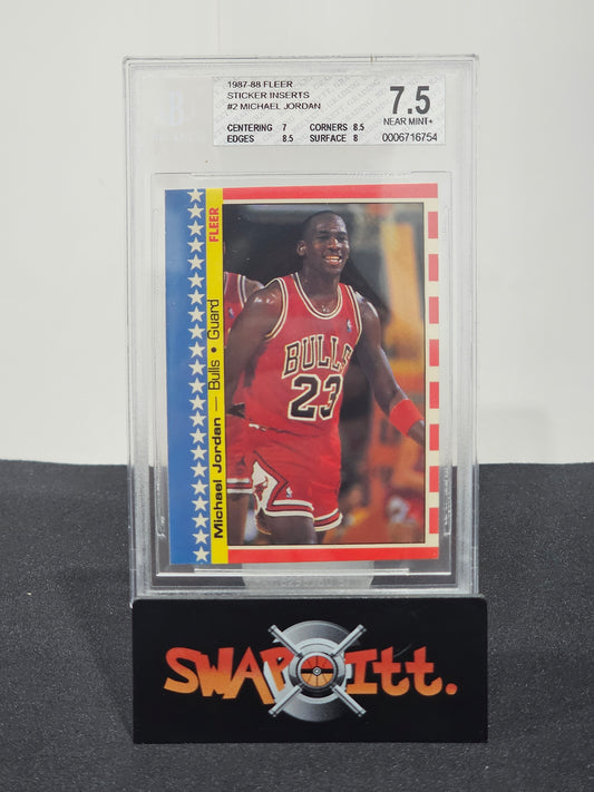 1987-88 fleer sticker inserts MICHAEL JORDAN bgs 7.5