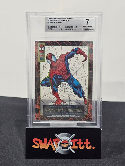 1994 fleer amazing spiderman suspended animation#1 SPIDERMAN bgs 7