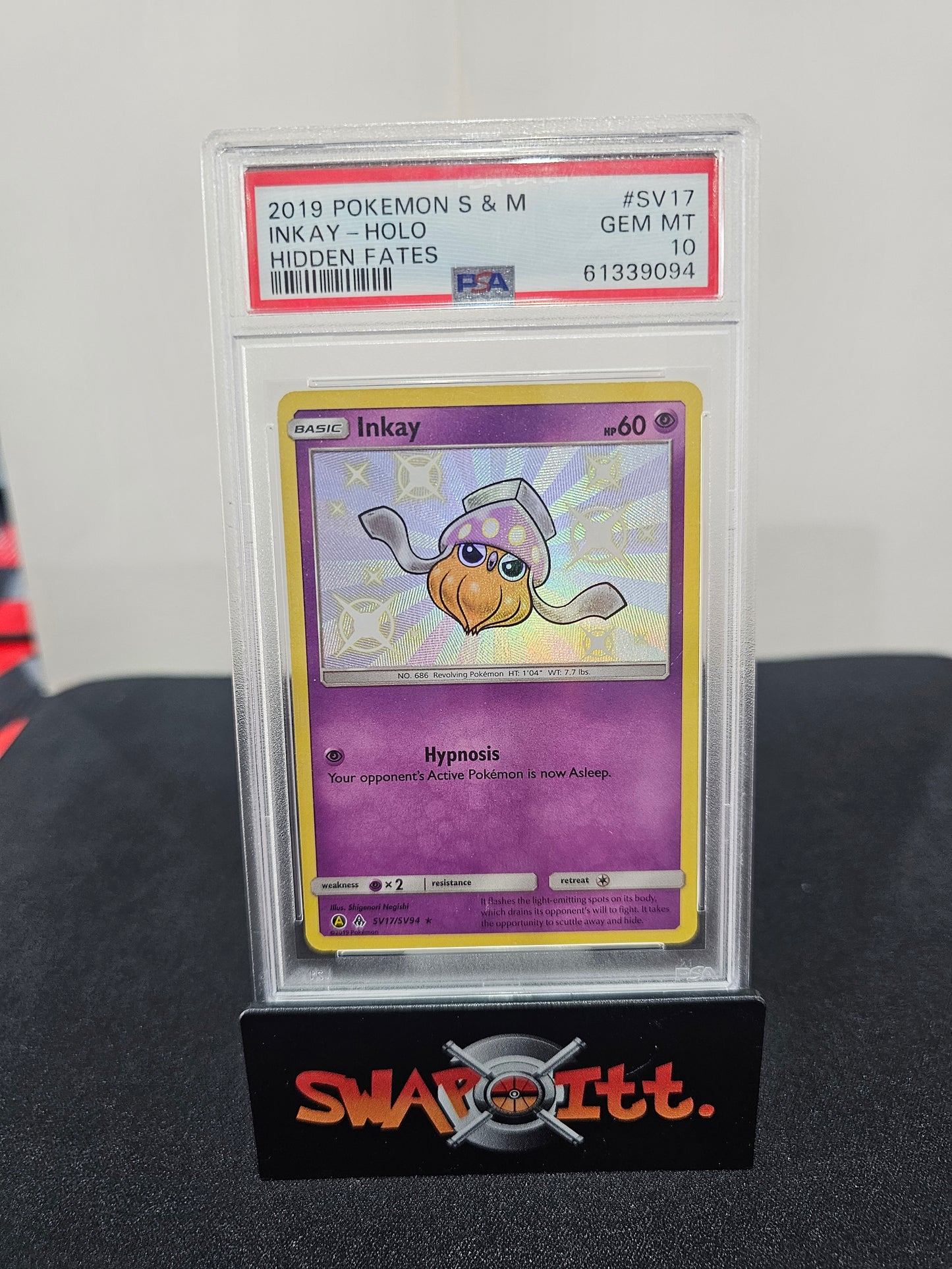 2019 pokemon s&m inkay-holo hidden fates psa 10