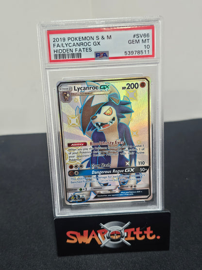 2019 pokemon s&m fa/lycanroc gx hidden fates psa 10