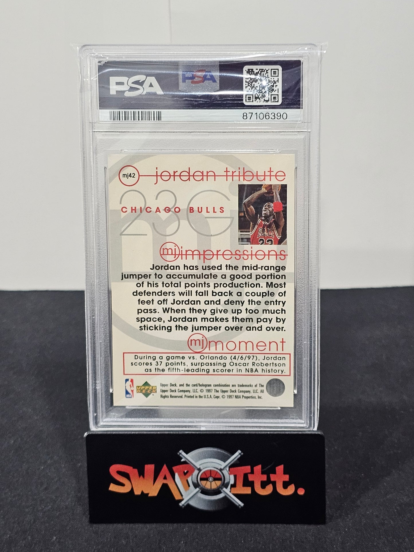 1996 upper deck jordan tribute MICHAEL JORDAN mj impressions psa 6