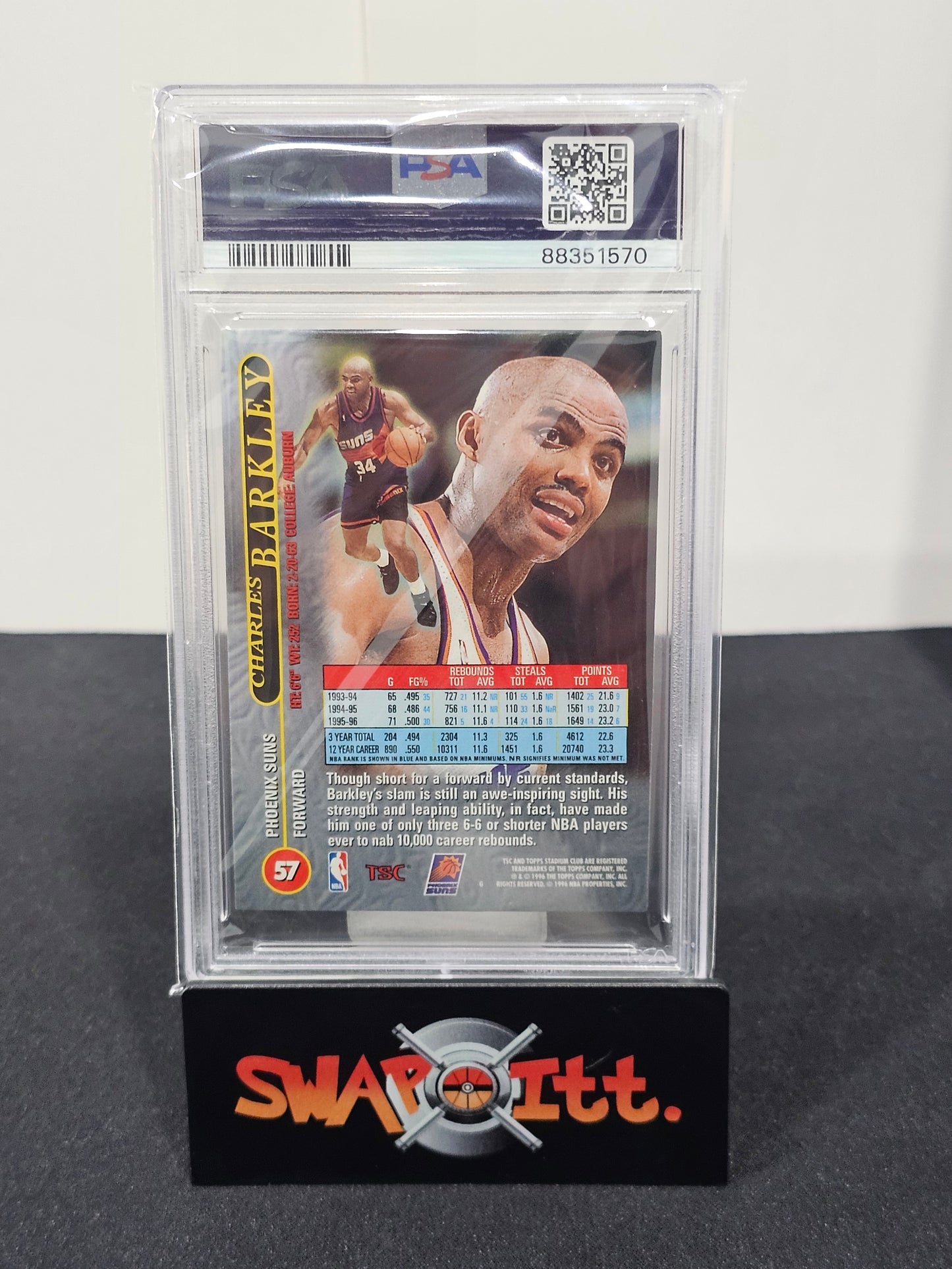 1996 topps stadium club CHARLES BARKLEY matrix psa 8