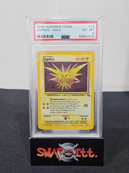 1999 pokemon fossil ZAPDOS-HOLO psa 6