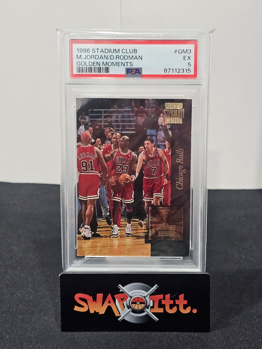 1996 topps stadium club JORDAN/RODMAN golden moments psa 5