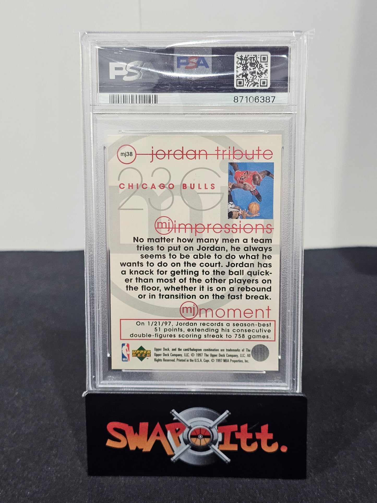 1996 upper deck jordan tribute MICHAEL JORDAN psa 6