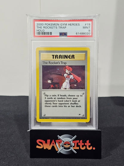 2000 pokemon gym heroes THE ROCKETS TRAP-HOLO psa 9