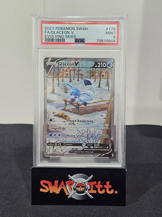 2021 pokemon swsh FA/GLACEDON V evolving skies psa 9