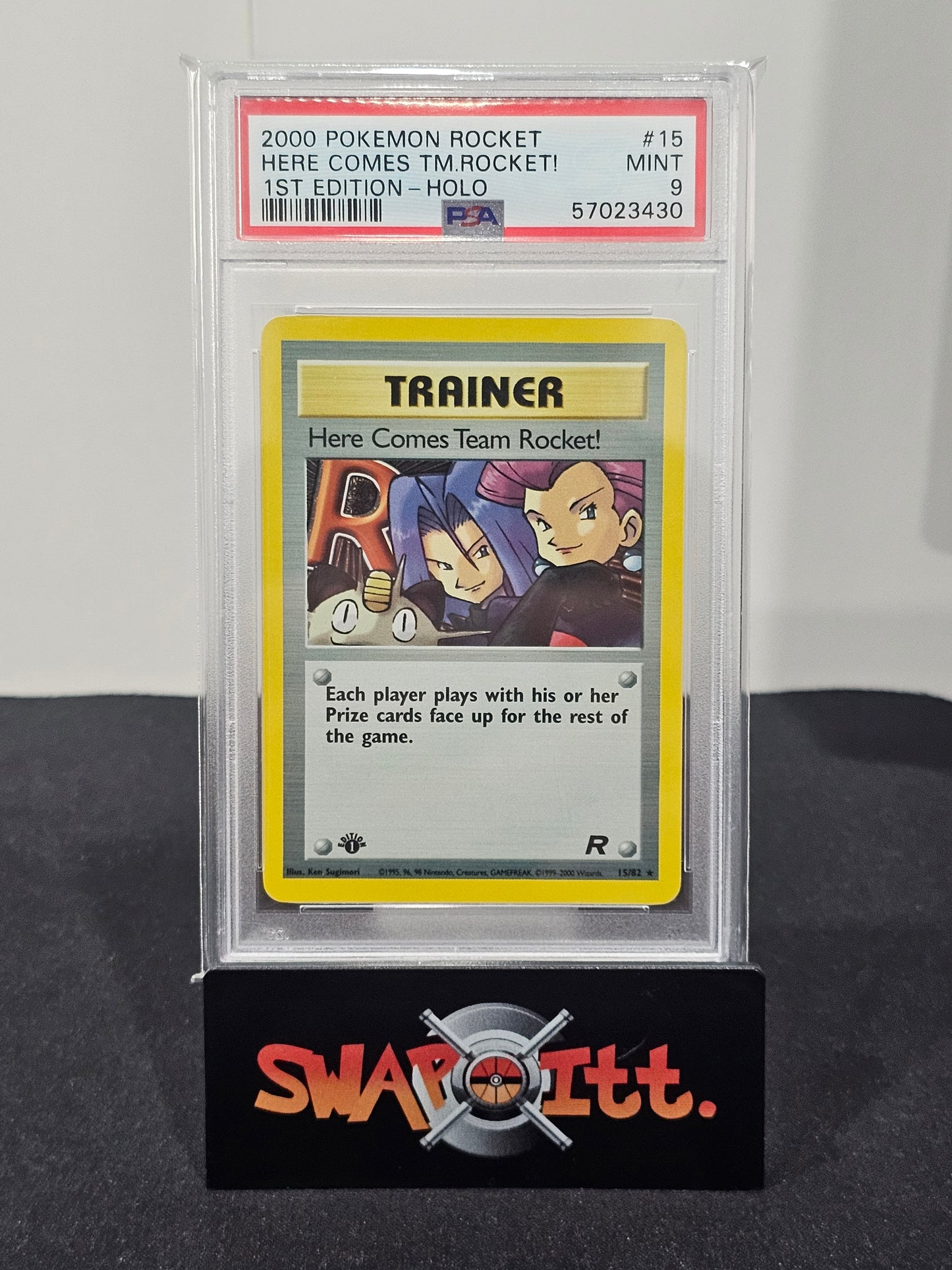 2000 pokemon rocket here comes tm.rocket 1ST EDITION-HOLO psa 9