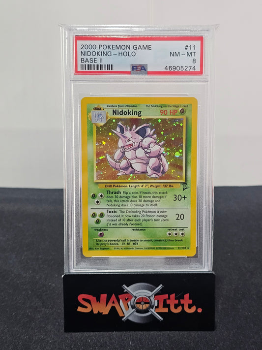 2000 pokemon game NIDOKING-HOLO base ii psa 8