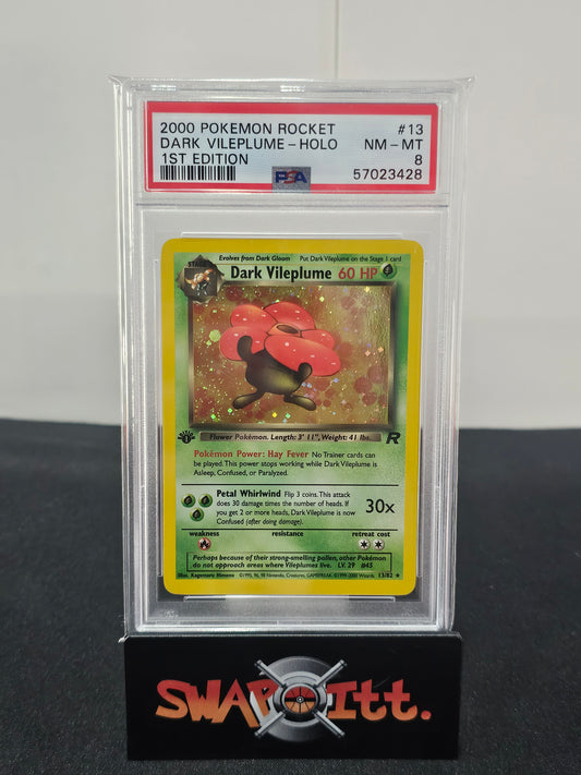 2000 pokemon rocket DARK VILEPLUME-HOLO 1ST EDITION psa 8