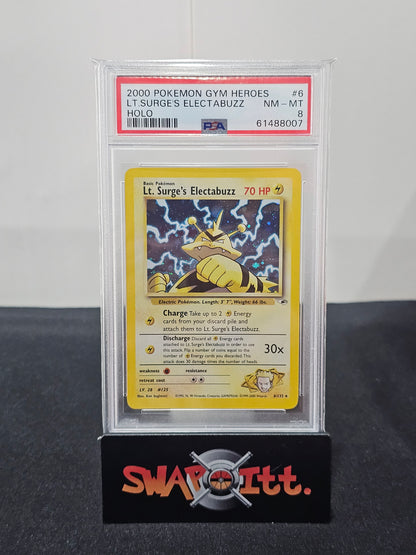 2000 pokemon gym heroes LT SURGES ELECTABUZZ-HOLO psa 8