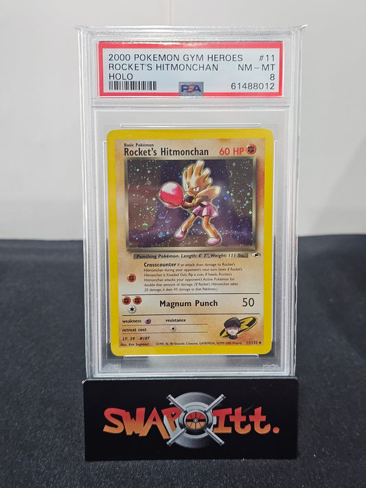 2000 pokemon gym heroes ROCKETS HITMONCHAN-HOLO psa 8