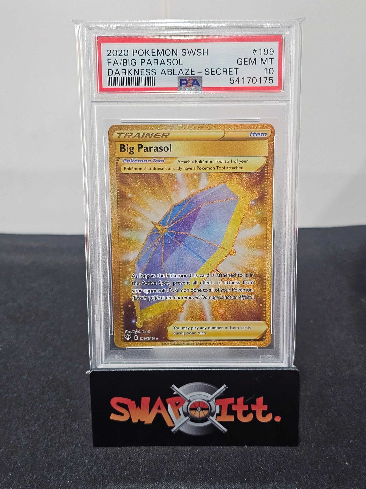 2020 pokemon swsh fa/big parasol darkness ablaze-secret psa 10