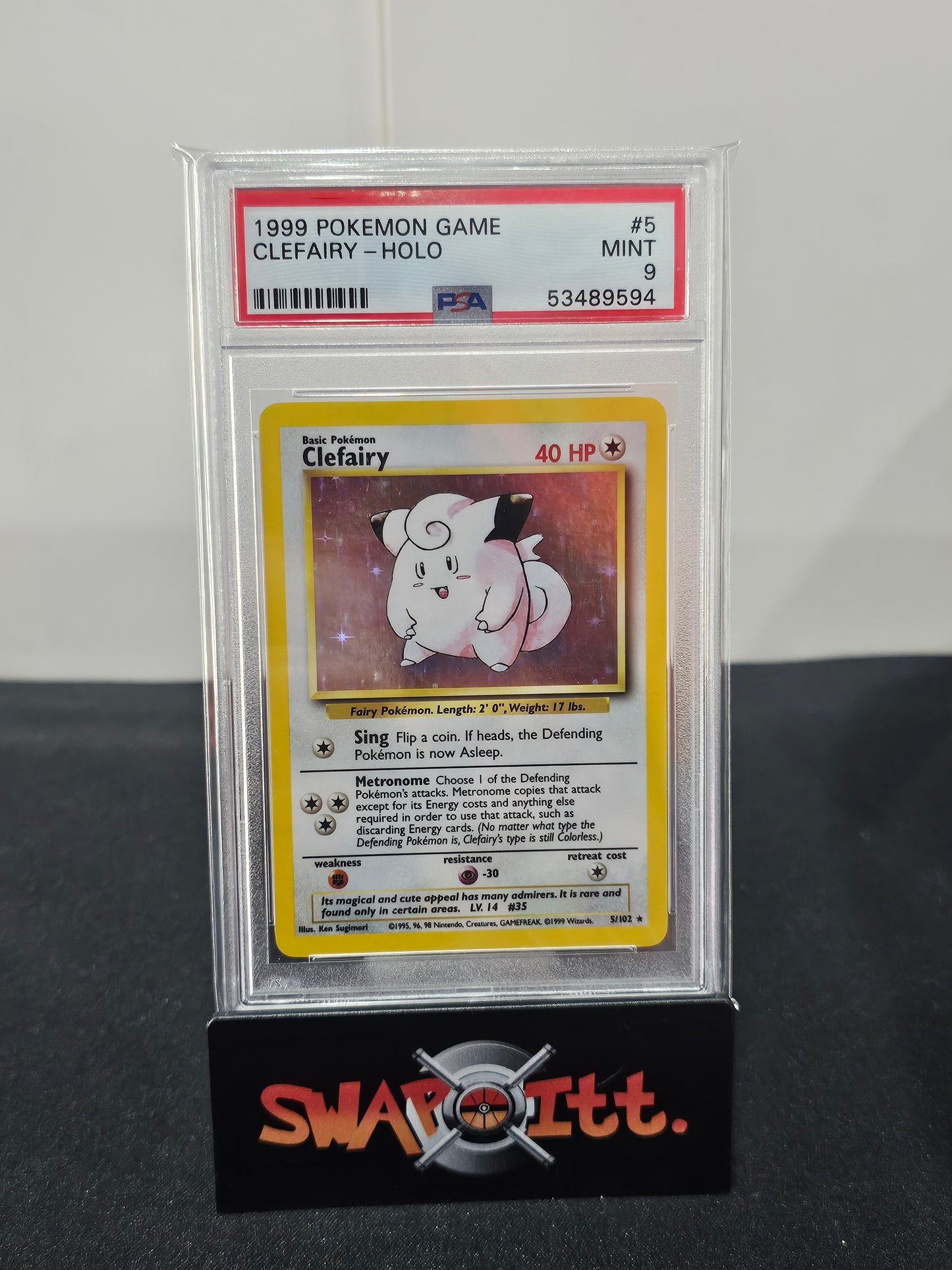 1999 pokemon game CLEFAIRY-HOLO psa 9