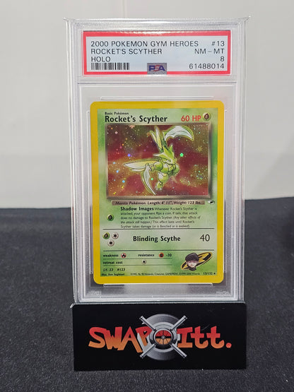 2000 pokemon gym heroes ROCKETS SCYTHER-HOLO psa 8