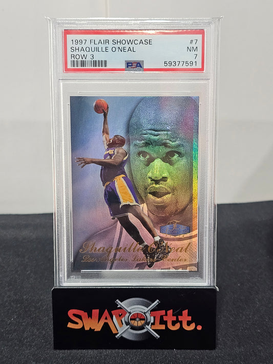 1997 flair showcase SHAQUILLE ONEAL row 3 psa 7