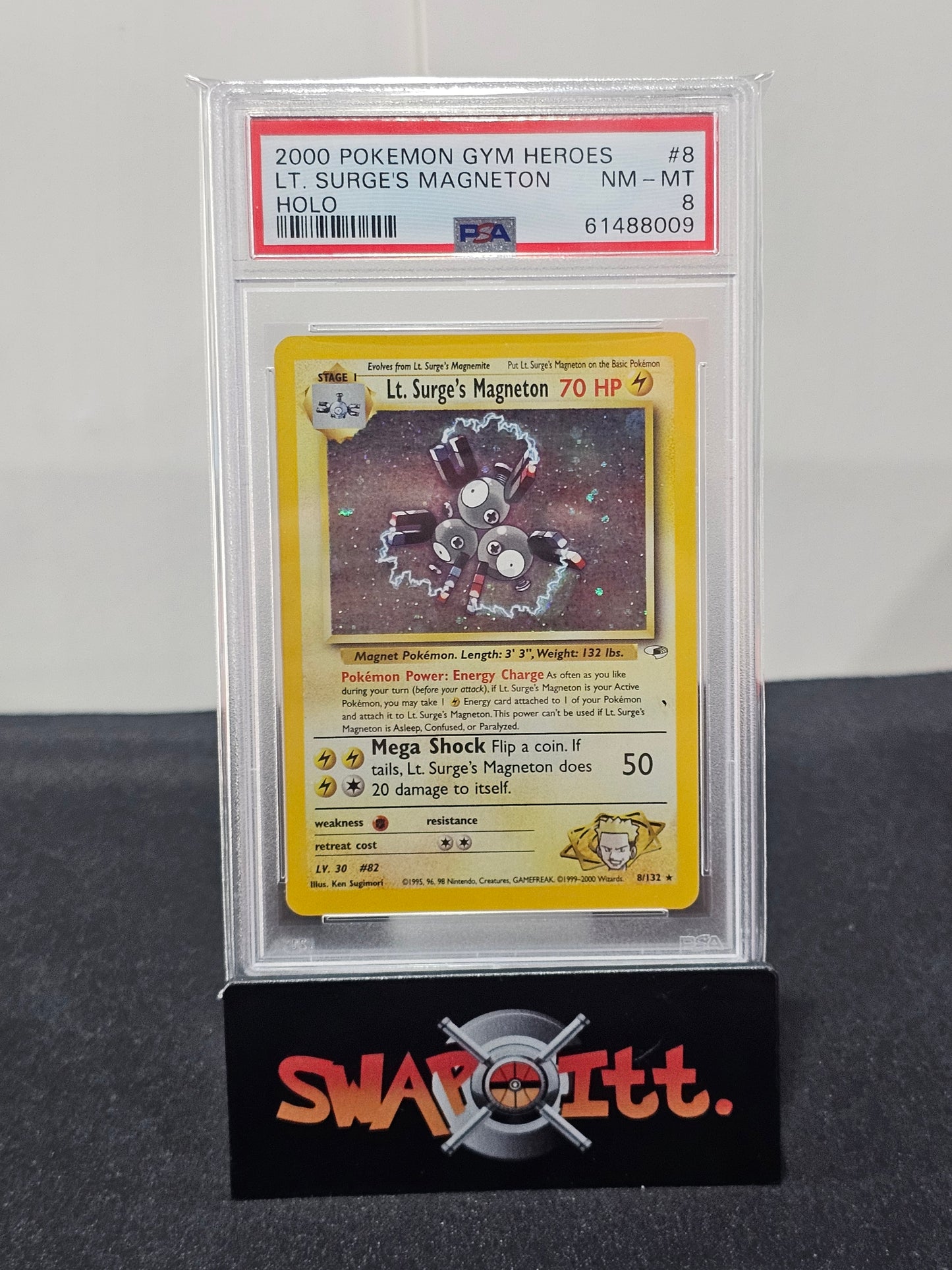 2000 pokemon gym heroes LT. SURGES MAGNETON-HOLO psa 8