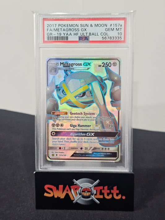 2017 pokemon sun & moon FA/METAGROSS GX gr-19 yaa hf ultball col psa 10