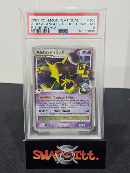 2009 pokemon platinum ALAKAZAM 4 LV.X-HOLO rising rivals psa 8