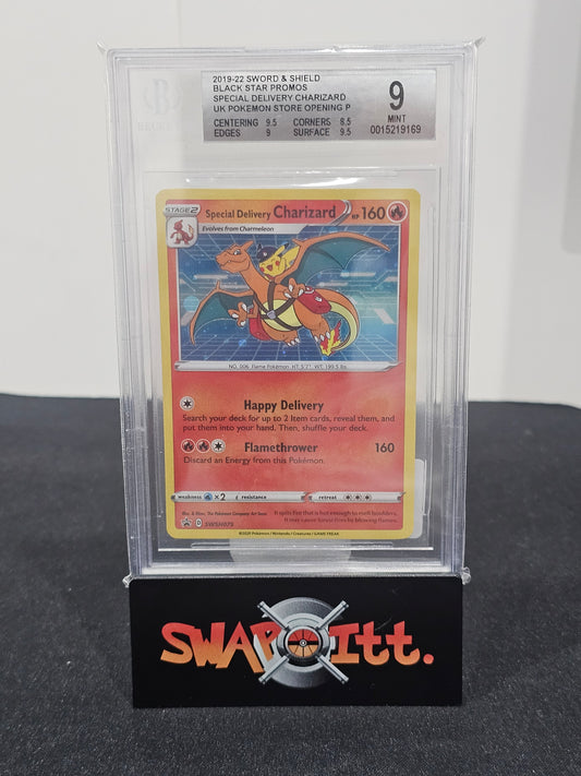 2019-22 sword & shield black star promos special delivery CHARIZARD uk pokemon store opening bgs 9