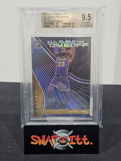 2019-20 donruss optic all clear for takeoff LEBRON JAMES 17/49 bgs 9.5