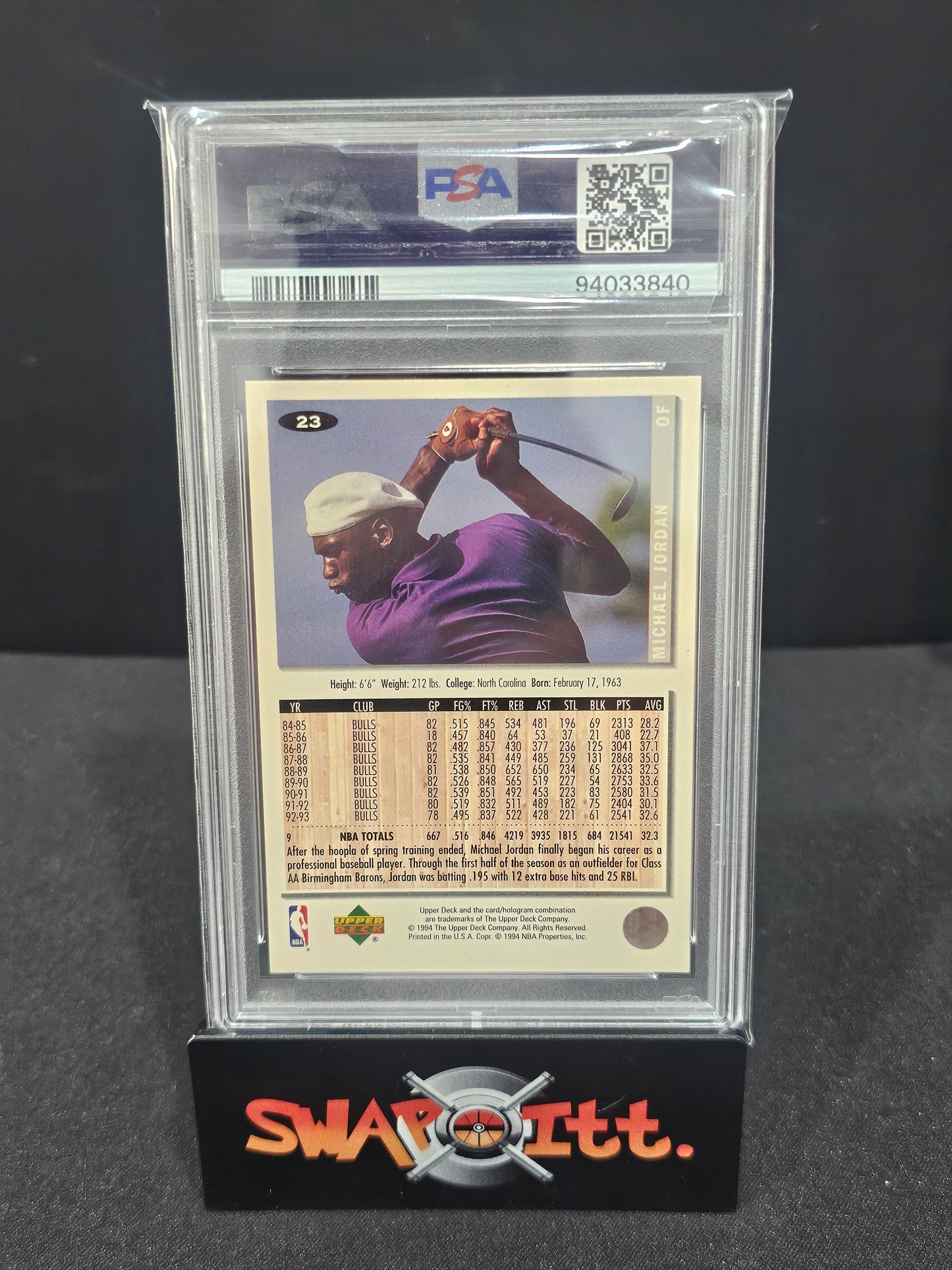 1994 upper deck collectors choice MICHAEL JORDAN psa 9