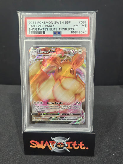 2021 pokemon swsh bsp fa/eevee vmax shng.fates elite trainer box psa 8