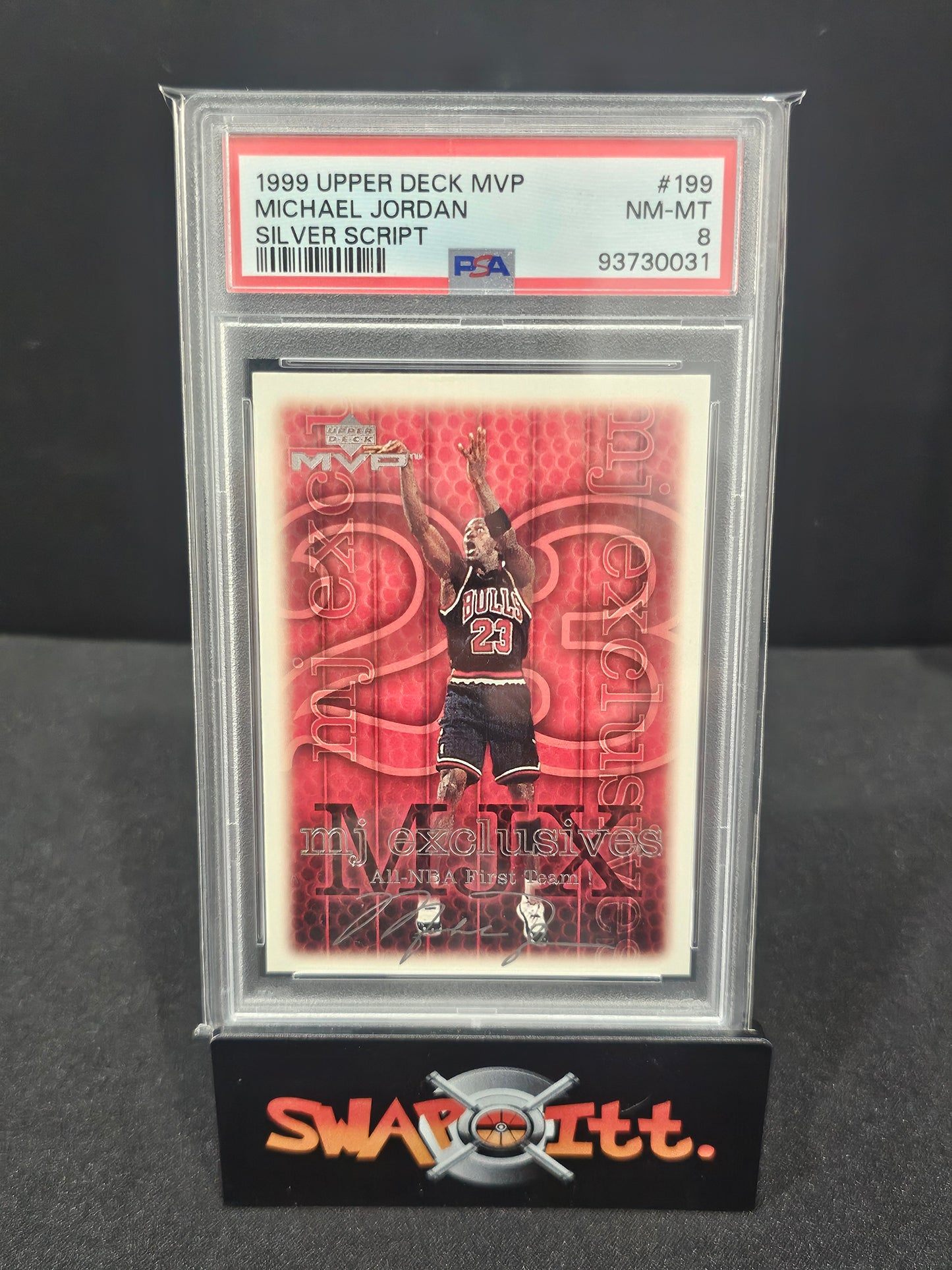 1999 upper deck mvp MICHAEL JORDAN silver script psa 8