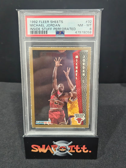 1992 fleer sheets MICHAEL JORDAN inside stuff perforated psa 8