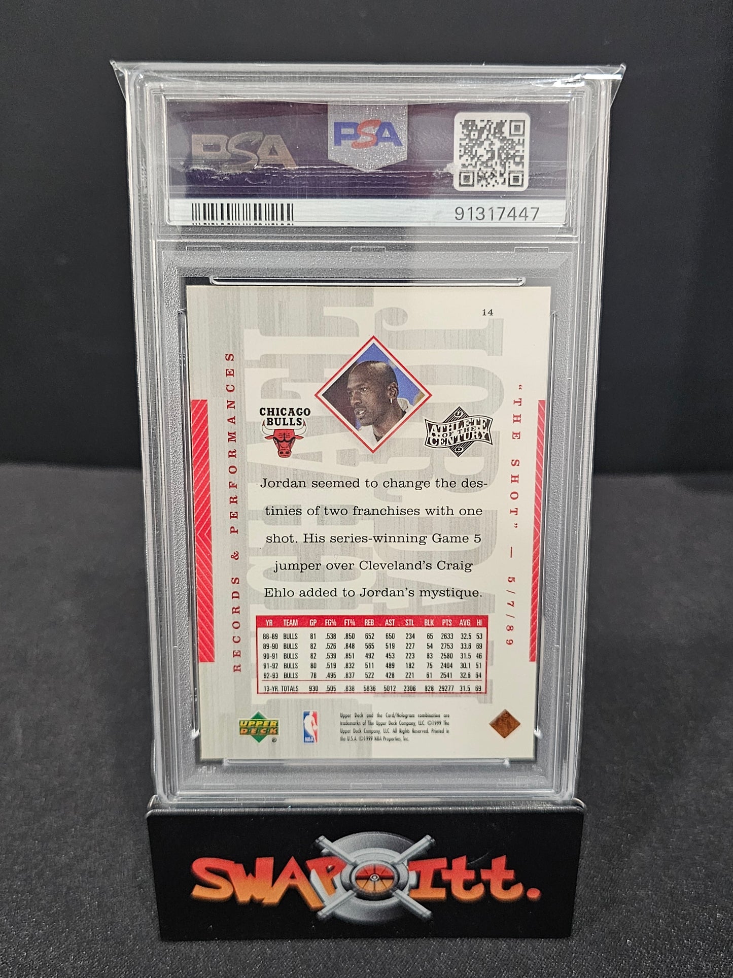 1999 upper deck MICHAEL JORDAN athlete of the century psa 7