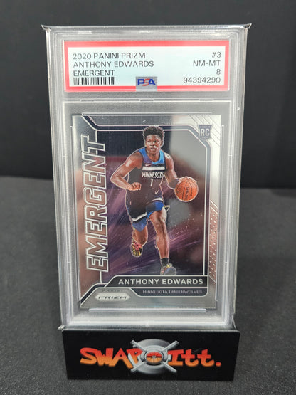 2020 panini prizm ANTHONY EDWARDS emergent psa 8