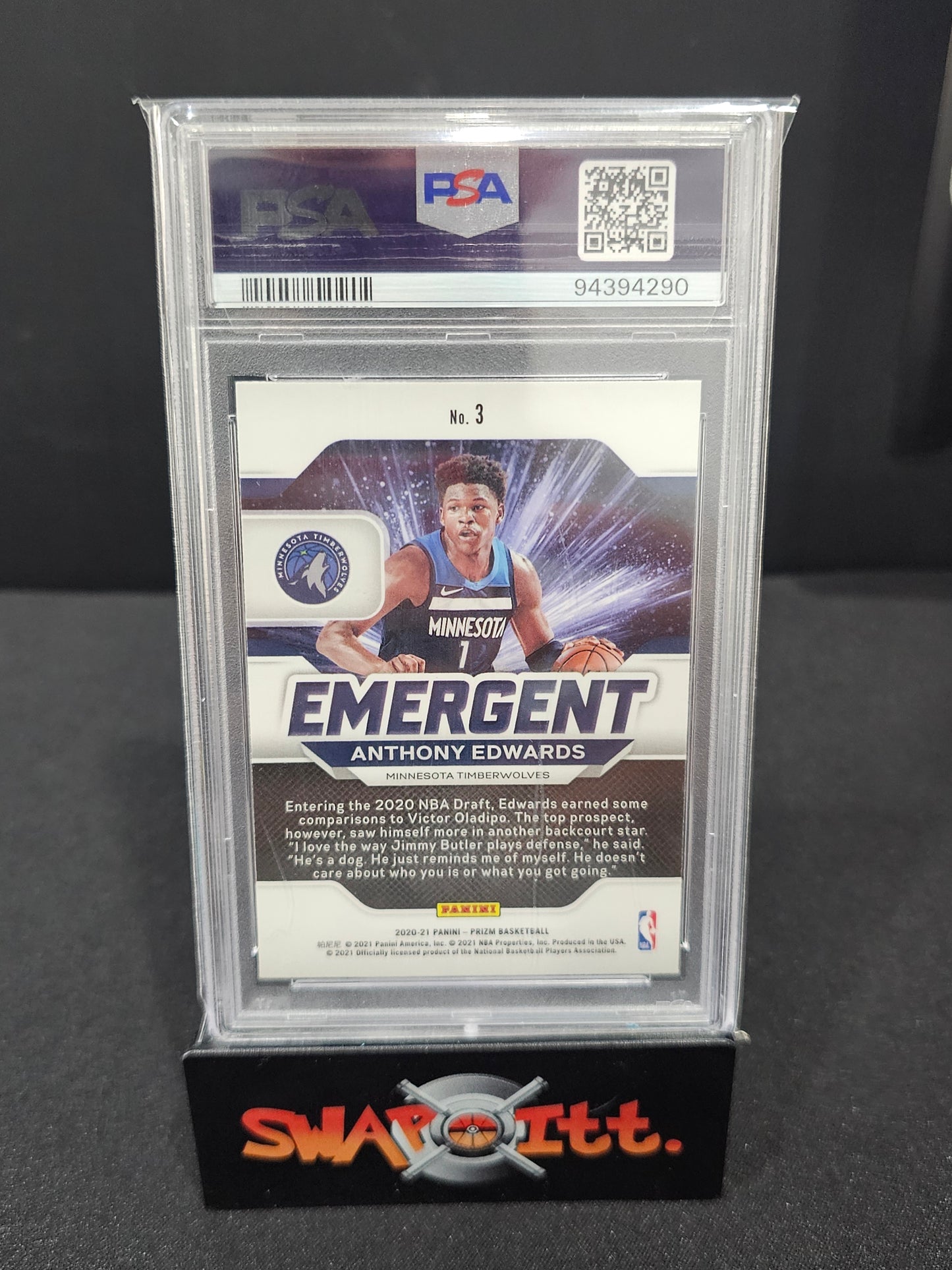 2020 panini prizm ANTHONY EDWARDS emergent psa 8