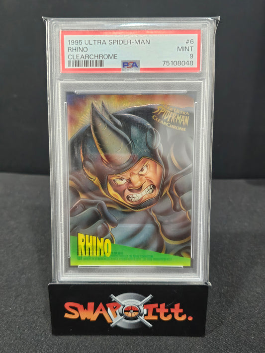 1995 fleer ultra spider man RHINO clearchrome psa 9